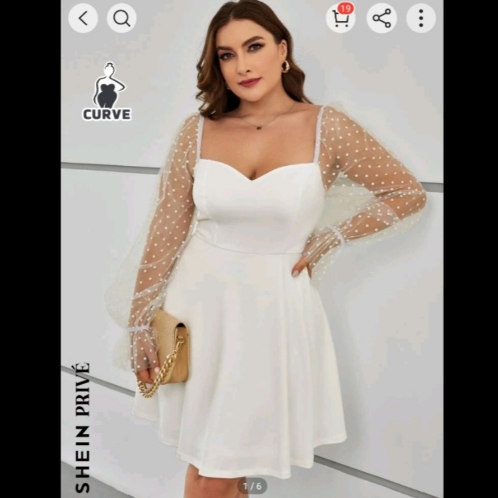 Shein White Polka-dot Dress